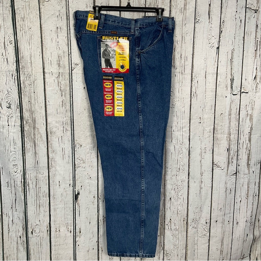 Rustler Extra Rugged Straight Leg Regular Fit Heavyweight Denim Jeans 42 x 30
